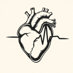 American Traditional Heartbeat Tattoo