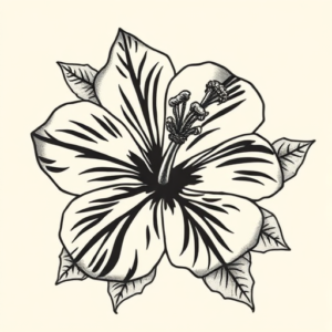 American Traditional Hibiscus Tattoo