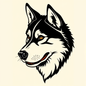 American Traditional Husky Tattoo