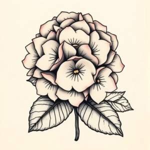 American Traditional Hydrangea Tattoo