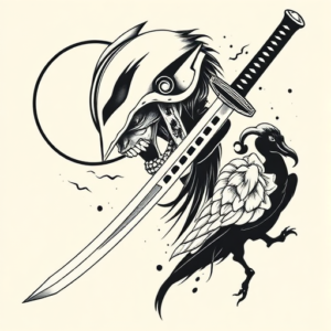 American Traditional Katana Tattoo