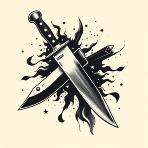 American Traditional Knife Tattoo