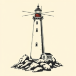 American Traditional Lighthouse Tattoo