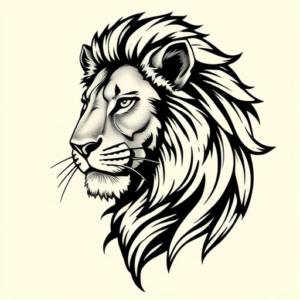 American Traditional Lioness Tattoo