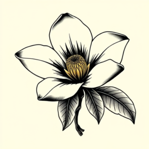 American Traditional Magnolia Tattoo