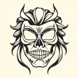 American Traditional Mask Tattoo