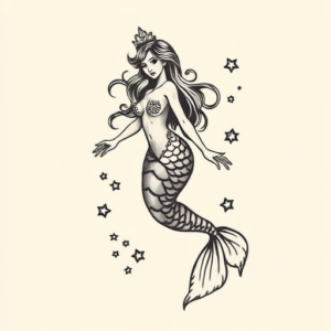 American Traditional Mermaid Tattoo