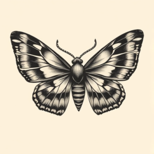 American Traditional Moth Tattoo