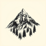 American Traditional Mountain Tattoo