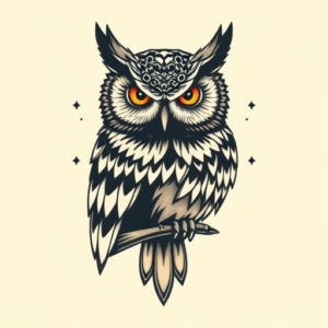 American Traditional Owl Tattoo