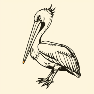 American Traditional Pelican Tattoo
