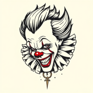 American Traditional Pennywise Tattoo