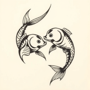 American Traditional Pisces Tattoo