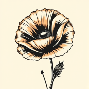 American Traditional Poppy Tattoo