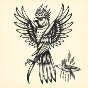 American Traditional Quetzal Tattoo