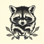 American Traditional Raccoon Tattoo