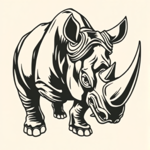 American Traditional Rhino Tattoo