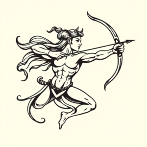 American Traditional Sagittarius Tattoo