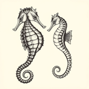 American Traditional Seahorse Tattoo