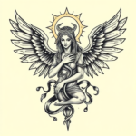 American Traditional Seraphim Tattoo