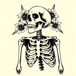 American Traditional Skeleton Tattoo