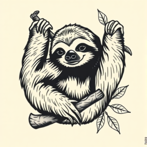 American Traditional Sloth Tattoo