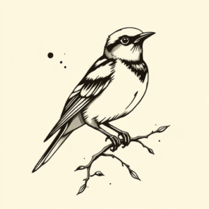 American Traditional Sparrow Tattoo