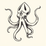 American Traditional Squid Tattoo