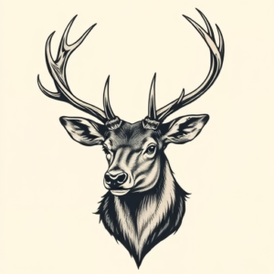 American Traditional Stag Tattoo