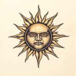 American Traditional Sun Tattoo