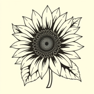 American Traditional Sunflower Tattoo