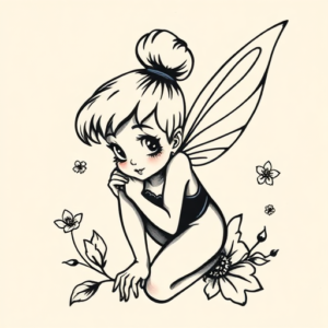 American Traditional Tinkerbell Tattoo