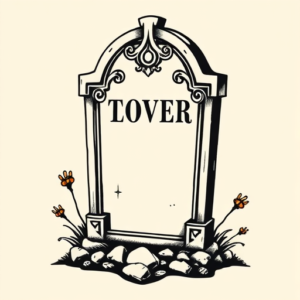 American Traditional Tombstone Tattoo