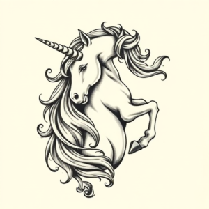 American Traditional Unicorn Tattoo