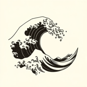 American Traditional Wave Tattoo