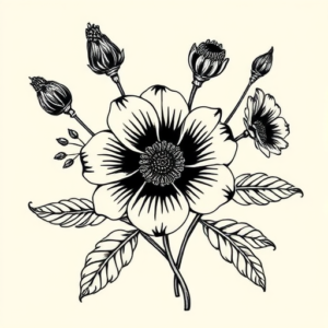 American Traditional Wildflower Tattoo