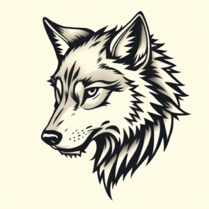 American Traditional Wolf Tattoo