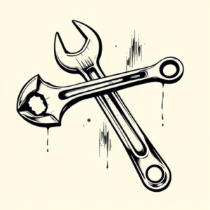 American Traditional Wrench Tattoo
