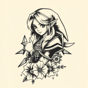 American Traditional Zelda Tattoo
