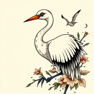 Anime Crane Tattoo