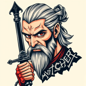 Anime Witcher Tattoo