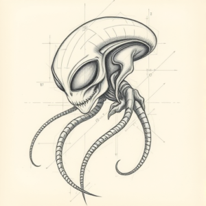 Artistic Sketch Alien Tattoo