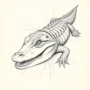 Artistic Sketch Alligator Tattoo