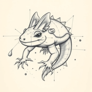 Artistic Sketch Axolotl Tattoo