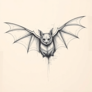 Artistic Sketch Bat Tattoo
