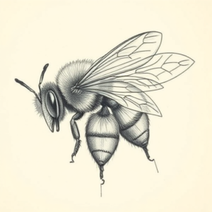Artistic Sketch Bee Tattoo
