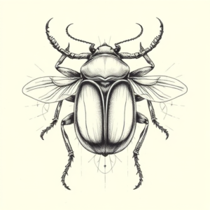 Artistic Sketch Beetle Tattoo