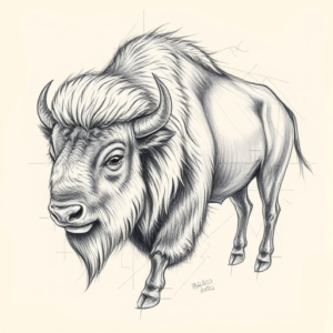 Artistic Sketch Bison Tattoo