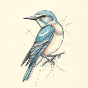 Artistic Sketch Bluebird Tattoo