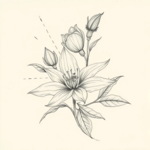 Artistic Sketch Botanical Tattoo